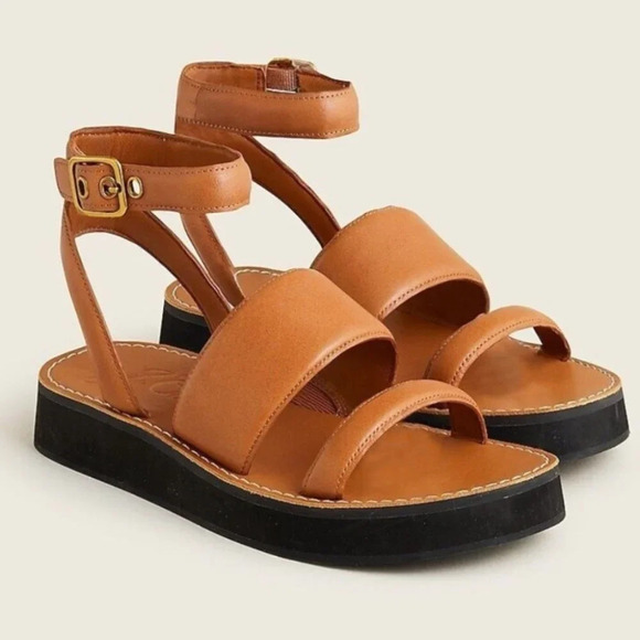 J Crew Mallorca Ankle Strap Brown Platform Heels Sandals Shoes 8 - Picture 1 of 11